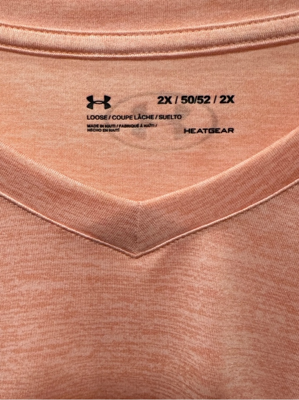 Under Armour Peach V-Neck Heathered Performance Top 2XL - Picture 4 of 6